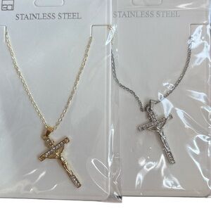 Stainless Steel Cross Gold Tone & Silver Tone